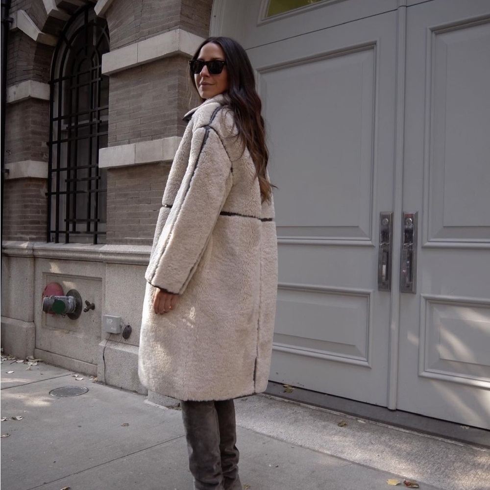Something Navy Reversible Sherpa Longline Coat